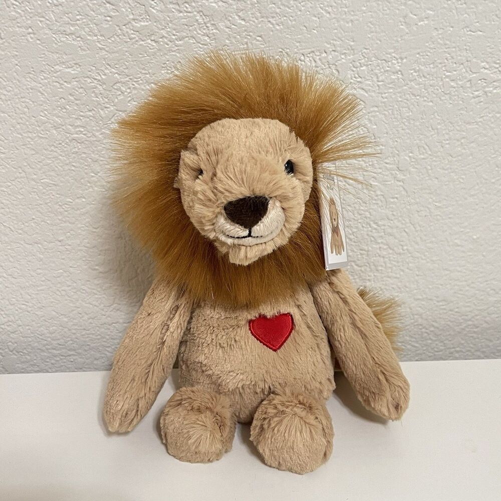 Aurora World Lopsie Lulu Bradley The Lion 87988 Red Heart Plush 9.5" NEW